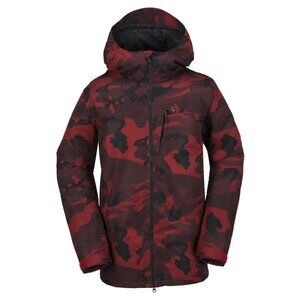 Volcom Women's Black Red Prospect Insulated Camouflage Snow Jacket Size S